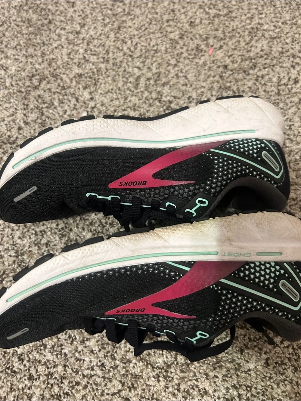 Brooks Black Running Shoes with Pink and Mint Accents